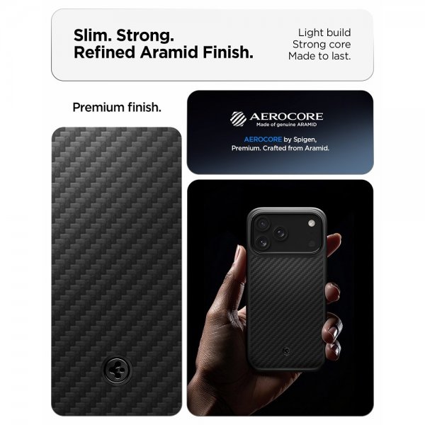 Spigen iPhone 17 Pro Max Cover Enzo Aramid T MagFit Sort