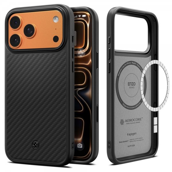 Spigen iPhone 17 Pro Max Cover Enzo Aramid T MagFit Sort