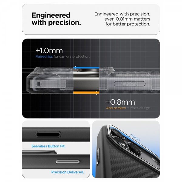 Spigen iPhone 17 Pro Max Cover Enzo Aramid T MagFit Sort Sølv