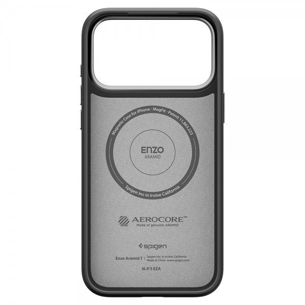 Spigen iPhone 17 Pro Max Cover Enzo Aramid T MagFit Sort Sølv