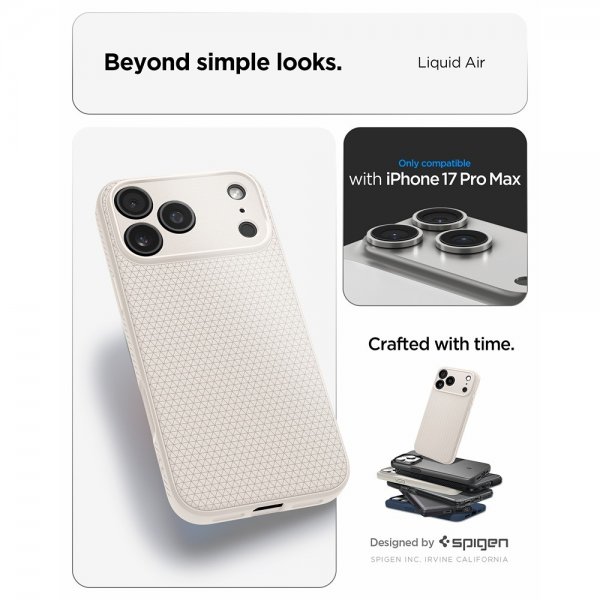 Spigen iPhone 17 Pro Max Cover Liquid Air Natural Titanium