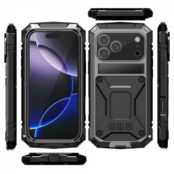 R-JUST iPhone 17 Pro Max Cover Metal Stødsikkert Sort