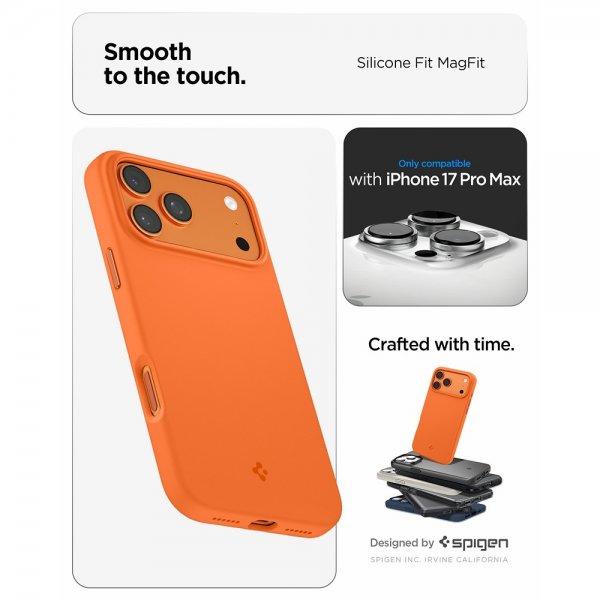 Spigen iPhone 17 Pro Max Cover Silicone Fit MagFit Cosmic Orange