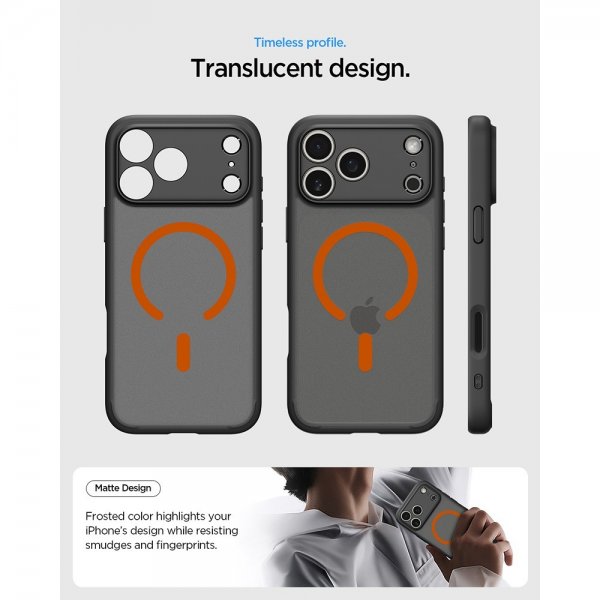Spigen iPhone 17 Pro Max Cover Ultra Hybrid MagFit Frost Black Orange