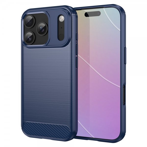 iPhone 17 Pro Cover Børstet Kulfibertekstur Blå