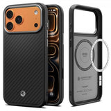 Spigen iPhone 17 Pro Cover Enzo Aramid T MagFit Sort Sølv