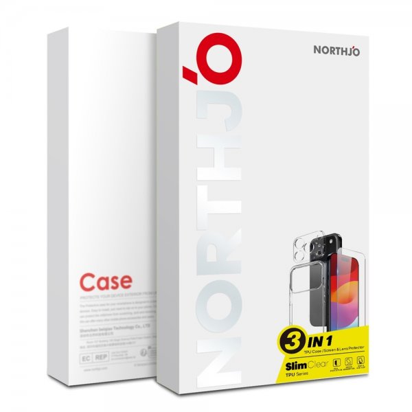 Northjo iPhone 17 Pro Cover med Skærmbeskyttelse og Kamerabeskyttelse 3-i-1