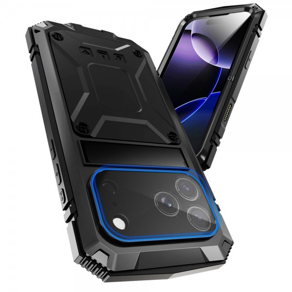 R-JUST iPhone 17 Pro Cover Metal Stødsikkert Sort