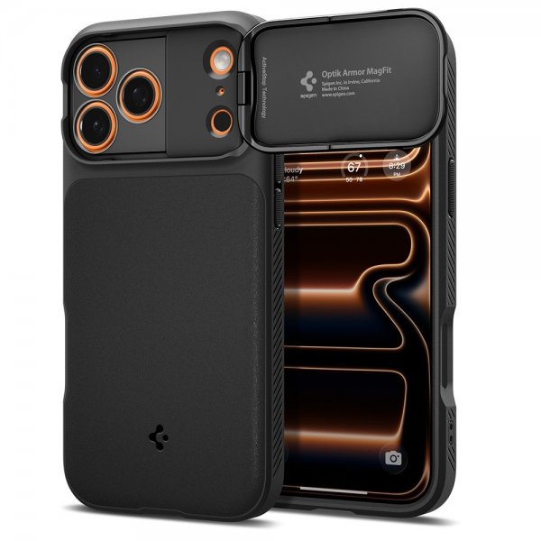 Spigen iPhone 17 Pro Cover Optik Armor MagFit Sort