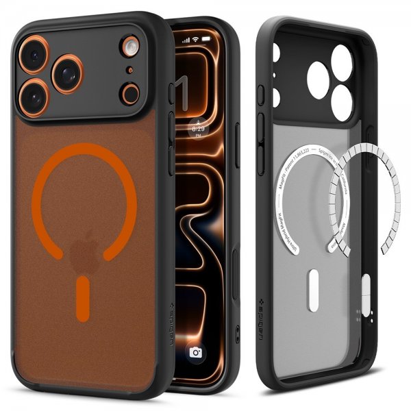 Spigen iPhone 17 Pro Cover Ultra Hybrid MagFit Frost Black Orange