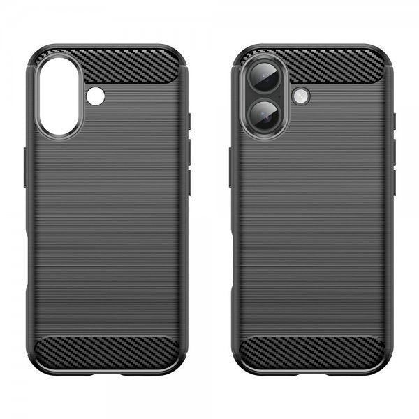 iPhone 17 Cover Børstet Kulfibertekstur Sort