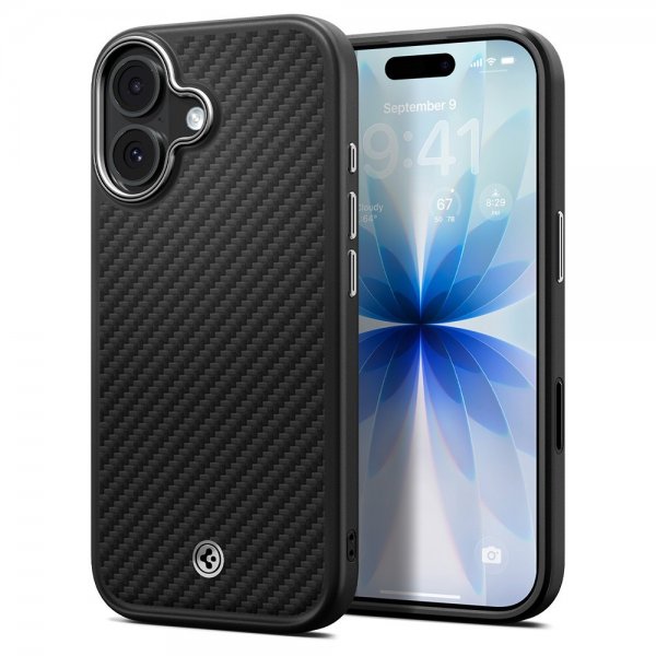 Spigen iPhone 17 Cover Enzo Aramid T MagFit Sort Sølv