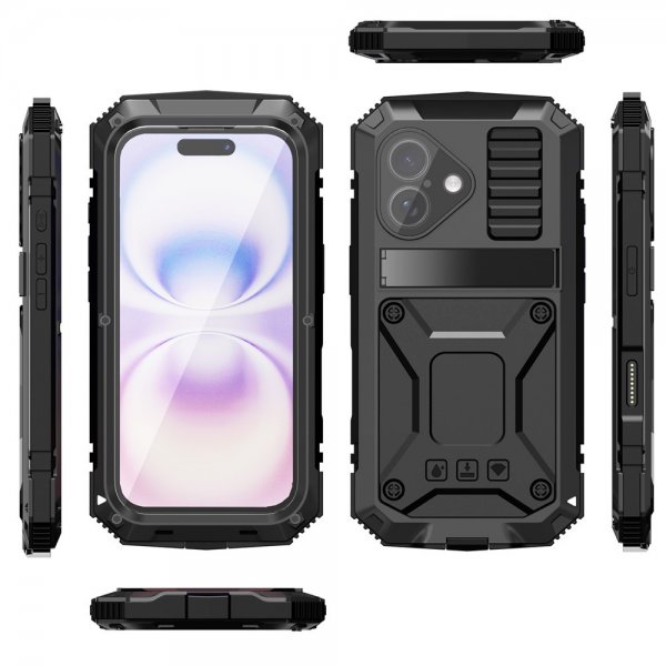 R-JUST iPhone 17 Cover Metal Stødabsorberende Sort