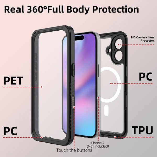 4smarts iPhone 17 Cover Stark IP68 MagSafe Sort