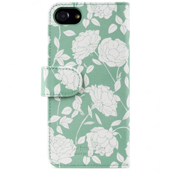 holdit iPhone 6/6S/7/8/SE Cover Wallet Case Green Flowers