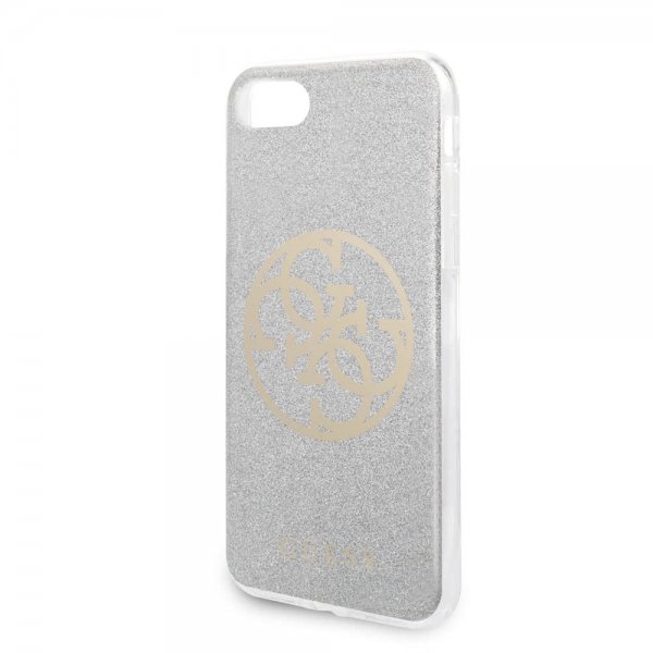 Guess iPhone 7/8/SE Cover Glitter Circle Silver