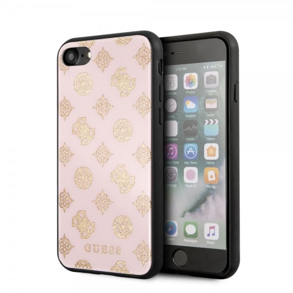 Guess iPhone 7/8/SE Cover Glitter Peony Rosa