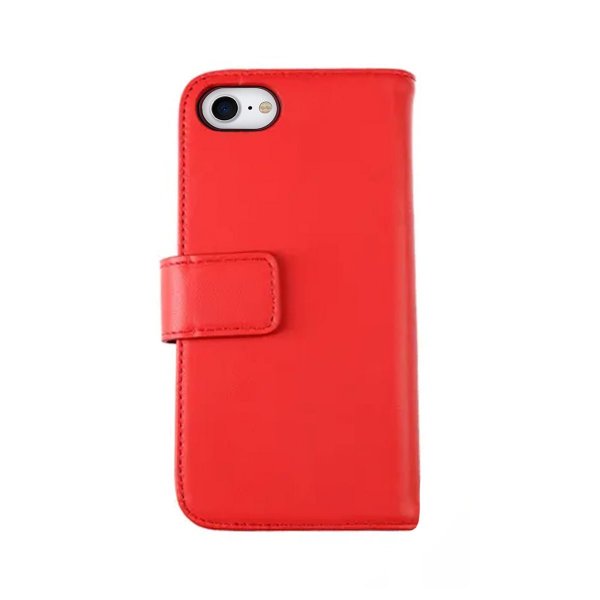 Rvelon iPhone 7/8/SE Cover Ægte læder Kortlomme Rød