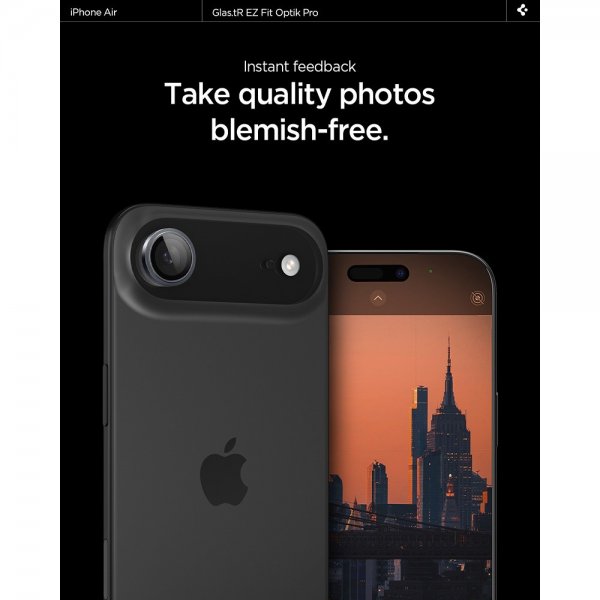 Spigen iPhone Air Kamerabeskyttelse GLAS.tR EZ Fit Optik Pro 2-pak Grå