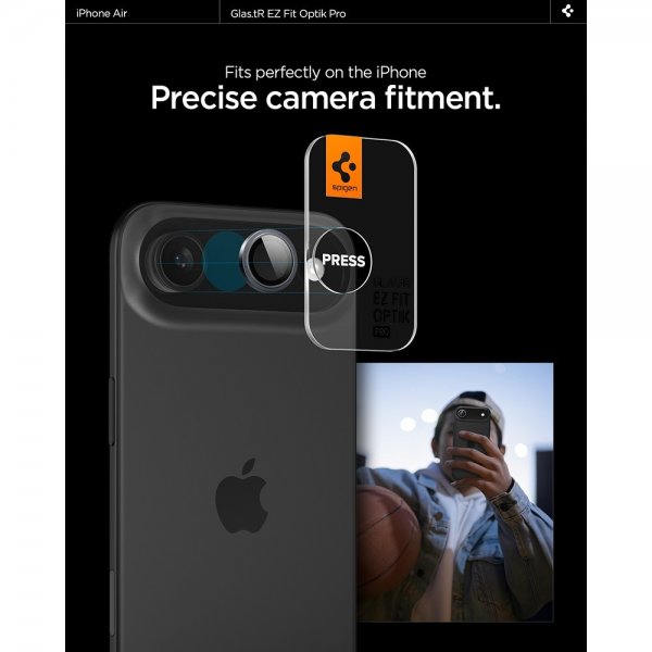 Spigen iPhone Air Kamerabeskyttelse GLAS.tR EZ Fit Optik Pro 2-pak Grå