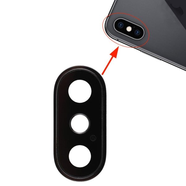 iPhone X Kameralinse med Ramme - Sort