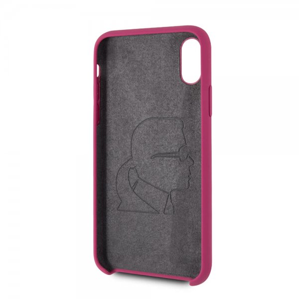 Karl Lagerfeld iPhone X/Xs Cover Silikone Lagerfeld Guld Logo Magenta