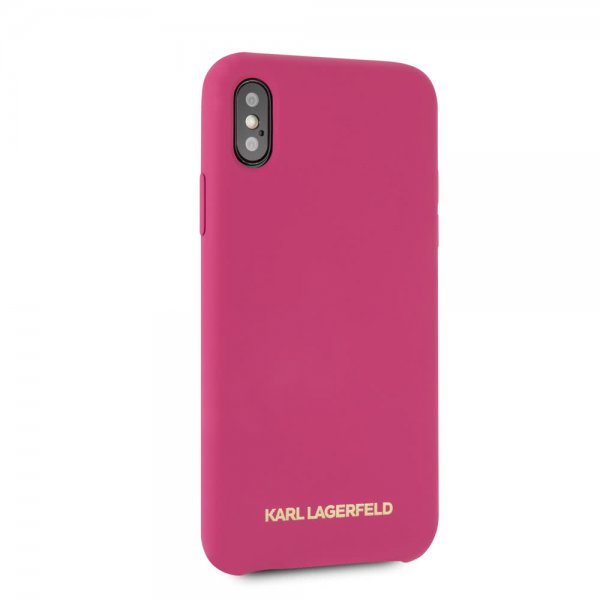 Karl Lagerfeld iPhone X/Xs Cover Silikone Lagerfeld Guld Logo Magenta