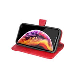 iPhone Xs Max Etui Ægte Læder Kortlomme Rød
