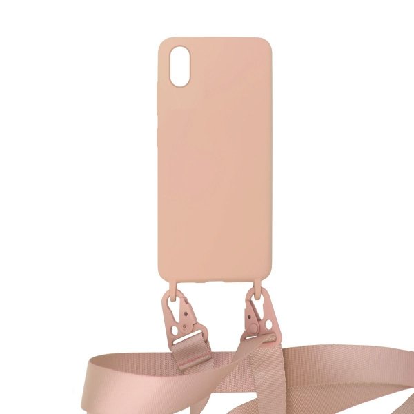 iPhone X/iPhone Xs Cover Silikone med Halskæde Rosa
