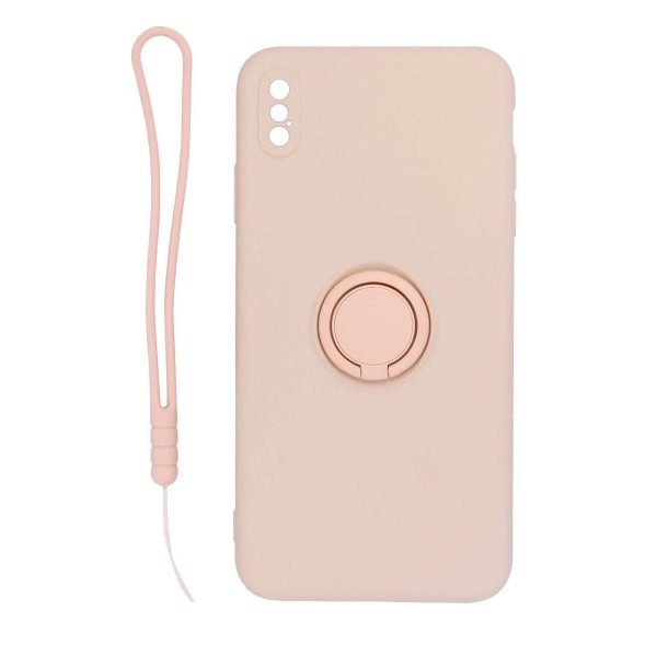 iPhone X/iPhone Xs Cover Silikone med Ringholder Rosa