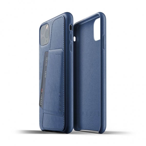 Mujjo iPhone 11 Pro Max cover Full Leather Wallet Case Monaco Blue