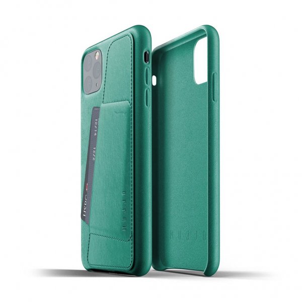Mujjo iPhone 11 Pro Max Cover Full Leather Wallet Case Alpine Green