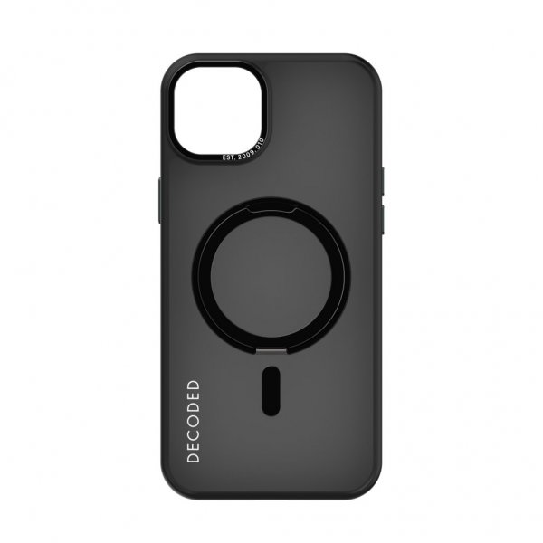 Afkodet iPhone 15 Plus Cover Genanvendt Plast Gennemsigtigt Loop Stand Back Cover Sort