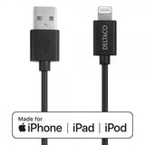Deltaco USB-A-kabel med Lightning-stik 2m Sort