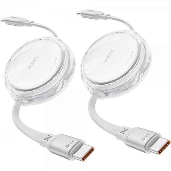 iOttie Kabel 100W optrækkelig USB-C 2-pak hvid