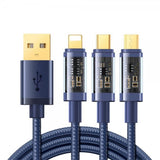 Joyroom Kabel 3-i-1 Hurtigopladningskabel 1.2m Blå