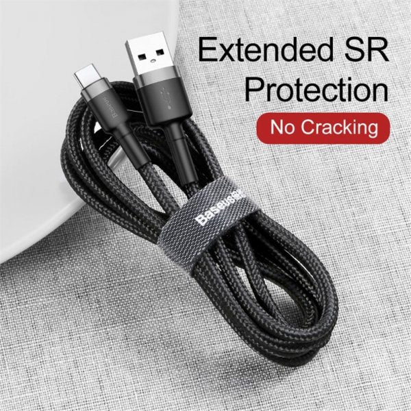 Baseus Kabel Cafule Cable USB-A/USB-C 3m Grå Sort