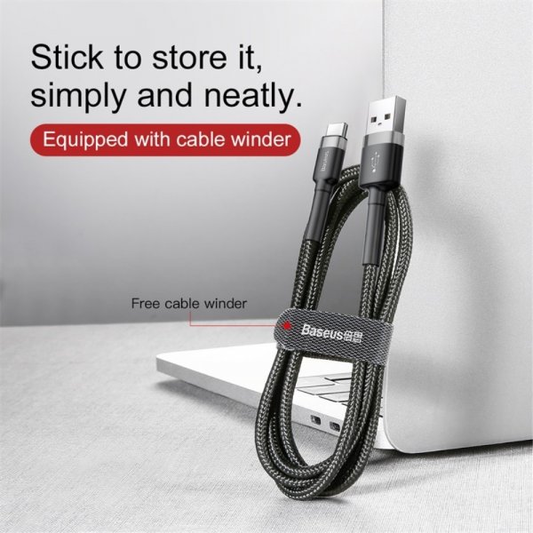 Baseus Kabel Cafule Cable USB-A/USB-C 3m Grå Sort