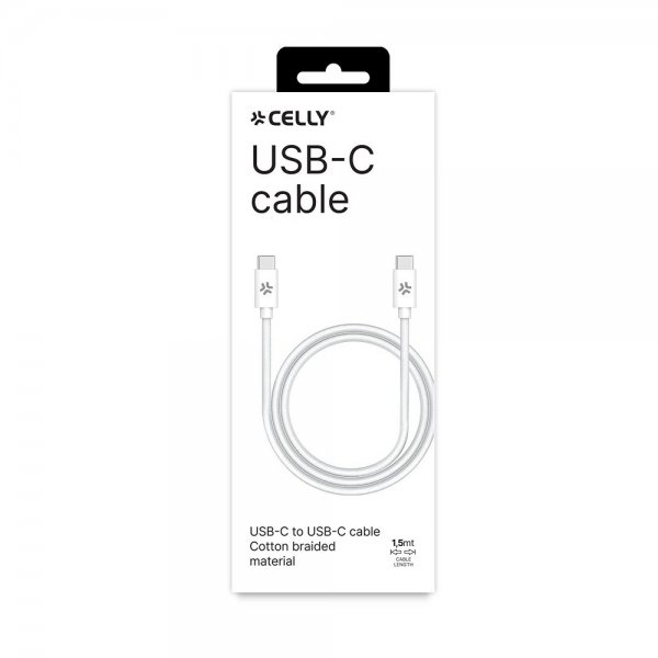 Celly Kabel Cotton Braided USB-C til USB-C 1.5m Hvid