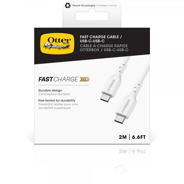 Otterbox Fast Charge Kabel USB-C/USB-C 2m Hvid