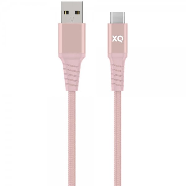 Xqisit Kabel Flettet USB-A til USB-C 2m Rosaguld