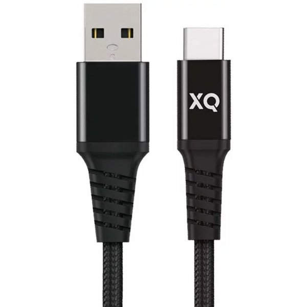 Xqisit Kabel Flettet USB-A til USB-C 2m Sort