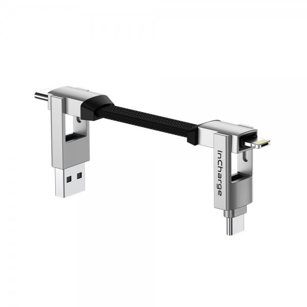 Rolling Square Kabel inCharge 6 Nøglering Moon White