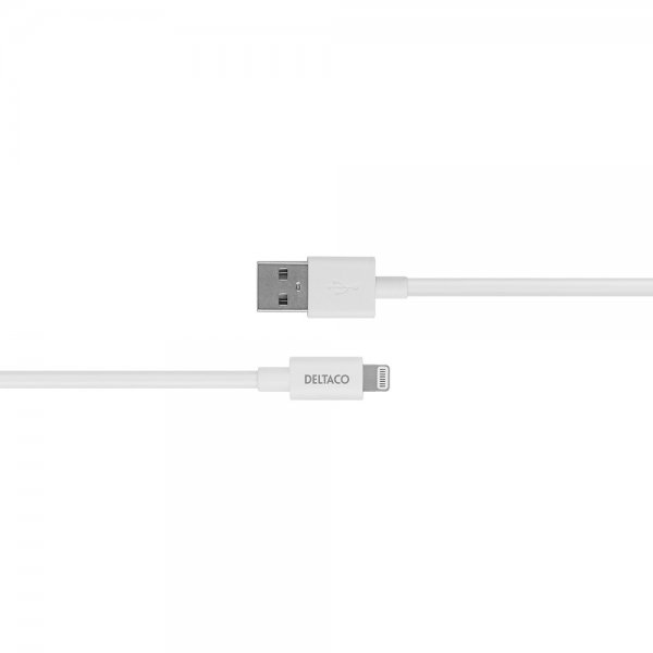 Deltaco Kabel USB-A-kabel med Lightning-stik 1m Hvid
