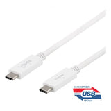 Deltaco Kabel USB-C til USB-C 1 meter 5A/100W Hvid