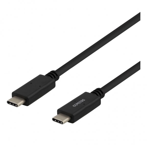 Deltaco Kabel USB-C til USB-C 1 meter Sort