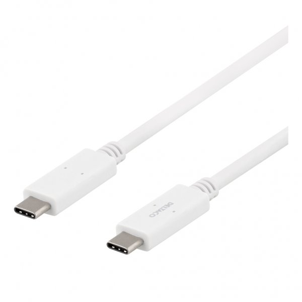 Deltaco Kabel USB-C til USB-C 1 meter Hvid