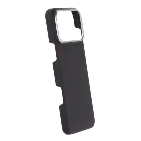 iPhone 17 Pro Max Cover Kevlar MagSafe Sort-rødt gitter