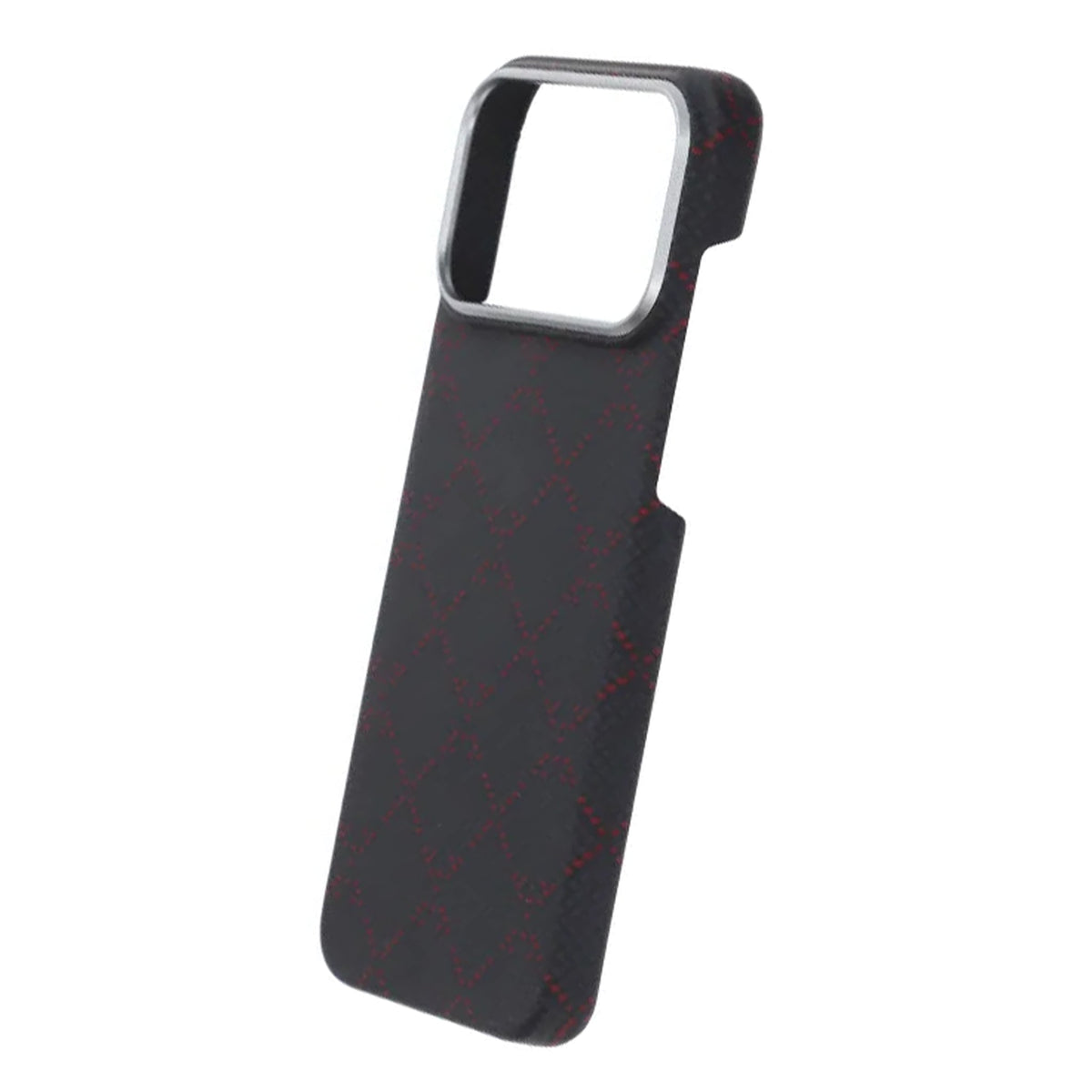 iPhone 17 Pro Max Cover Kevlar MagSafe Sort-rødt gitter