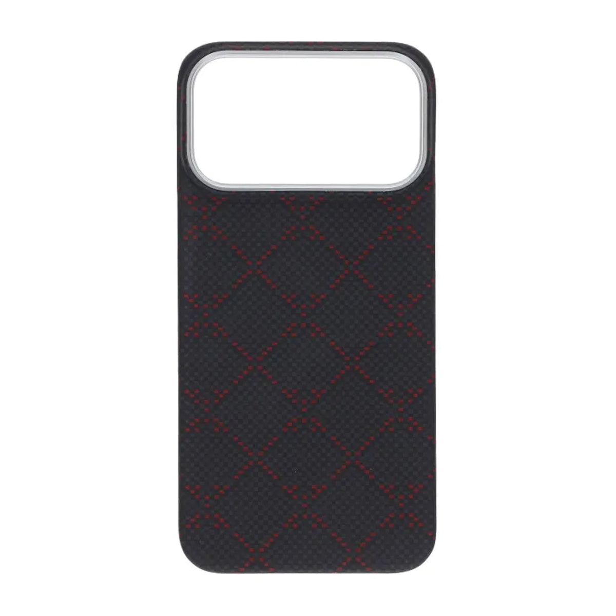 iPhone 17 Pro Max Cover Kevlar MagSafe Sort-rødt gitter
